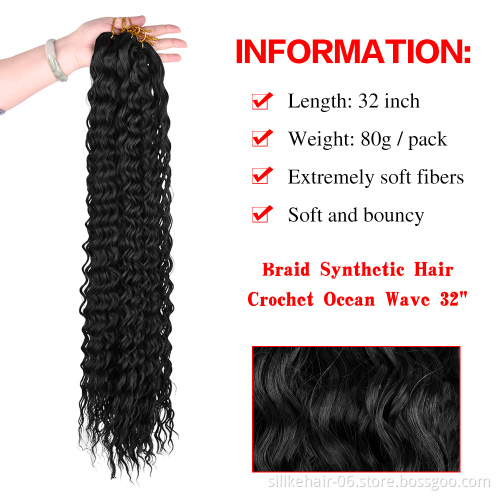 Water Wave Hair 32 inches Long Corn Curly Pink Purple Blonde Braids Hair Deep Wavy Crochet Braiding Synthetic Hair Extensions